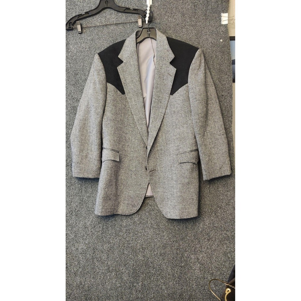 Reed St James Blazer Sport Coat Mens 44 Gray Herringbone Western Jacket USA